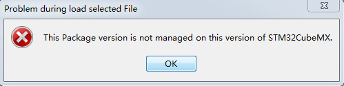 This Package version is not managed on this version of STM32CubeMX.